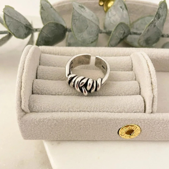 925 Sterling Silver Knot Ring Stackable Ring Chunky Ring Band Twist Ring - Picture 7 of 10